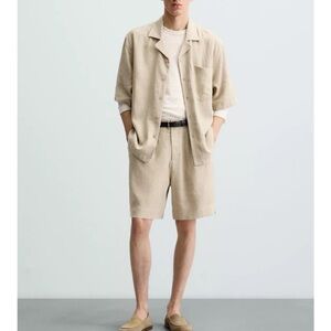 Zara OVERSIZE LINEN-VISCOSE SHIRT